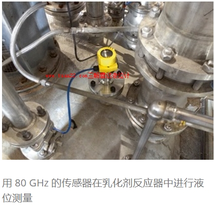 用 80 GHz 的傳感器在乳化劑反應器中進行液位測量